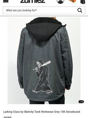 LURKING CLASS workwear gray 10K snowboard jacket Brand new. never worn